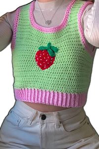 This strawberry crochet vest pattern is perfect for the spring and summer. It's a great beginners crochet pattern pattern that's so cute and unique.