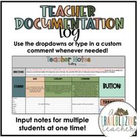 Teacher Documentation Log | Google Sheets | Customizable! | TPT