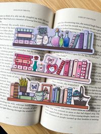 Our newest bookmark drop! 3 cute themed bookshelves, each measuring roughly 5.75" x 1.75"