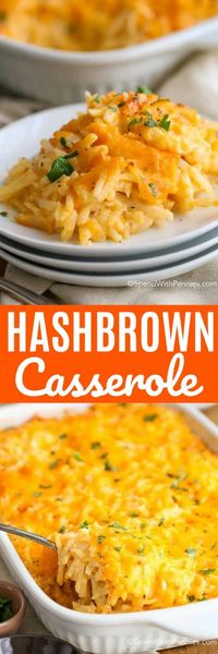 Copy Cat Cracker Barrel Hashbrown casserole needs just 5 minutes of prep and is absolutely cheesy, delicious and completely irresistible! The perfect breakfast casserole! #spendwithpennies #hashbrowncasserole #easycasserole #casserole #potatocasserole #easyrecipe #sidedish #easyside #holidays