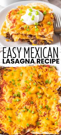 When you want an easy dinner, this Mexican Lasagna Recipe should be at the top of your list. It's ready in 45-minutes and loaded with flavor! #BreadBoozeBacon #mexicanlasagna #enchilada #casserole #texmex #mexicanfood #groundbeef #tacoseasoning #corn #blackbeans #salsa #easydinner