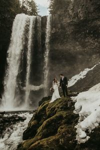 This Mt Hood Elopement is Quintessentially PNW with a Waterfall and Campfire