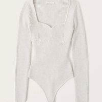 Long-Sleeve Sweetheart Sweater Bodysuit In Cream Color. Never Been Worn And Tag Attached! Stock Image Color Looks Different Than Actual. Very Creamy And Luxurious Material!