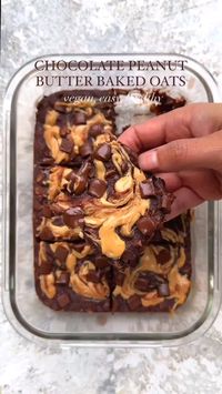 🍫CHOCOLATE PEANUT BUTTER BAKED OATS🍫⁣ ⁣By Doctorbowl Make these on Sunday as part of your meal prep, and you’ll have breakfast or your snack sorted for the week.⁣ ⁣ You could also omit the peanut butter for your kids lunchbox ⁣ ⁣ Enjoy! ⁣ ⁣ DB x⁣ ⁣ INGREDIENTS ⁣ ⁣ ▪️1 cup oats⁣ ▪️1 cup of oat flour (just blend 1 cup of oats)⁣ ▪️2 ripe bananas, mashed ⁣ ▪️1/4 cup cacao/cocoa powder ⁣ ▪️1 tsp baking powder⁣ ▪️3/4 cup almond milk⁣ ▪️Chocolate chips (optional)⁣ ⁣ Topping: peanut butter and chocolate chips⁣ ⁣ METHOD ⁣ ⁣ ▪️Preheat oven to 180c⁣ ▪️In a prepared oven proof dish, add in all the ingredients apart from the toppings⁣ ▪️Mix well and spread evenly ⁣ ▪️Then add dollops of peanut butter and swirl using a knife.  #vegan #cake #banana