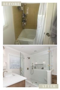 Check out the before and after of this project to see how we optimized this master bathroom's floor plan to accommodate two vanities and a frameless, walk in shower.