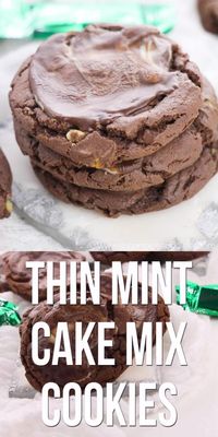 How to make the best ever Thin Mint Cookies, these Chocolate Cake Mix Cookies feature morsels of mint baking chips and are topped with a melty mint chocolate frosting that results in the ultimate mint chocolate flavor experience. The perfect mint chocolate cookie for St Patrick's Day or Christmas cookie exchanges #thinmint #mintdessert #mintcookies #stpatsdessert