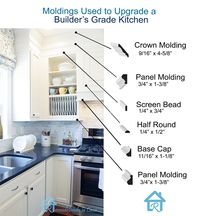 Moldings used to upgrade a builder's grade oak kitchen