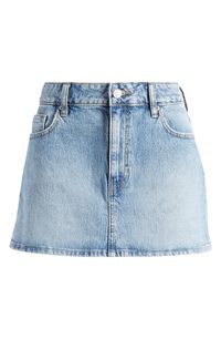 The perfect fade and a touch of stretch make this the denim miniskirt you'll wear on repeat. 11 1/2"center front length(size 25) Five-pocket style 99% cotton, 1% spandex Machine wash, tumble dry Imported