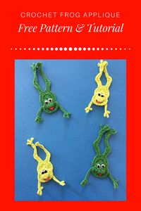 The free crochet pattern for this diving frog applique can be found at Kerri's Crochet.