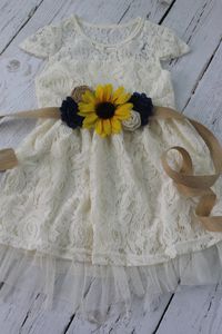 Rustic Flower Girl Dress Navy Sunflower Flower Girl Dress