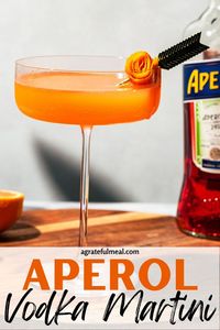 Say 'cheers' with this delicious Aperol Martini! Made with vodka, Aperol, orange juice, lemon juice, and orange bitters, this easy vodka cocktail is the perfect summer cocktail. Add it to your list of must-try martini recipes and Italian cocktails, or serve it up at your next bridal shower or summer gathering for a refreshing cocktail that goes beyond an Aperol Spritz!