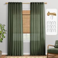 PRICES MAY VARY. Ready Made & Four Hanging Design: Set of 2 linen & cotton blend curtain panels and 32 hooks per package.Each panel measures 50 inches wide.Top design of Back tab & loop pocket provide 4 hanging options. (a) Hanging from the back loops to create an elegant pleated look. (b) Using our 32 small hooks on the hook belt and pinning on your own rings.(Rings are not included) (c) Using your own clip rings. (d) A classic rod pocket style, simply hang our curtains by passing the 3-inch ro