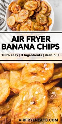 Air Fryer Banana Chips are a healthy, sweet and salty snack that come together quickly and easily in your air fryer with just three ingredients. #airfryer #bananachips