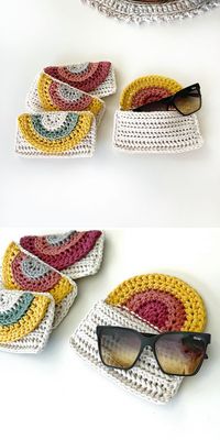 a colorful crochet glasses case