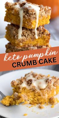 Keto Pumpkin Crumb Cake is a delicious fall treat. It features a tender low carb pumpkin cake with a delicious brown "sugar" crumb topping. It's perfect for brunch or dessert!