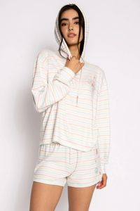 Women's ivory and multi-stripe pullover hoodie – P.J. Salvage