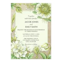 White and Cream Floral and Greenery Brown Wedding Card