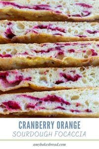 Sweet and tart fresh cranberries pair with orange to make an incredible sweet sourdough focaccia that is crispy on the outside and soft in the middle. Drizzle on a sweet orange glaze and it will become a true favorite for the holiday season.