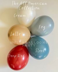 "Create your own balloon garland with Hullaballoons custom all American balloon collection!  Select your desired color and quantity at checkout from the options available: All colors available in 5\" and 11\" sizes, some are also available in larger sizes, message me for availability. Balloons ship flat. Mini 5\" Size- Set of 10 Balloons Standard 11\" size - Set of 10 Balloons Garland Kit option includes balloons in both sizes and assortment of colors, a plastic strip for attaching the balloons, glue dots and instructions (hand pump optional) **The minis are air-fill only balloons (even if inflated with helium they will not float due to their small size).  Some colors may come layered to achieve their special shades. Please do not separate, keep balloons layered together when inflating. On