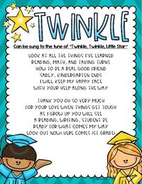 This cute song lyric sheet can be sung to the tune of "Twinkle Twinkle Little Star" and will be the perfect companion for your graduation activities. Great for graduation ceremonies, in-class performances, or other special end-of-the-year moments! Can be sung acapella or use an instrumental version...