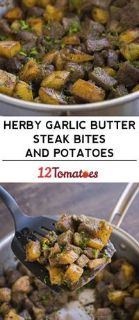 Herby Garlic Butter Steak Bites with Potatoes