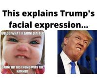 comparison of donald trump and child's facial expression