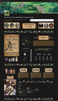 The Witch's Tavern 🪄 This is a commissioned all-in-one notion by a client who wanted to incorporate witch-core designs! 🔮 🧹 If you would like to commission me, go to ko-fi.com/cloudji to reach out to my socials! #notion #template #notiondesign #productivity #ideas #tracker #habits #dashboard #homepage #witchcore #witch #witches #commissions #cloudji