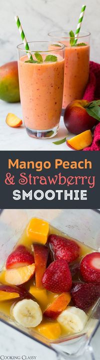 Mango Peach and Strawberry Smoothie - SO refreshing! Loved this smoothie so did my kids!