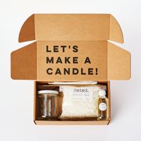 Make one of our Original 8oz Candles at home! Our DIY Kits are perfect for a crafty at home activity and come packaged perfectly for gifting. The cute kraft color box (roughly 9" wide by 5" deep and 3.5" high) holds everything you need to make one of our Original Candles, just choose your fragrance. In the box: How-To Guide 100% Soy Wax Non-toxic Fragrance Oil 8oz Clear Glass Jar All the necessary pieces and parts: wicks, stickers, etc. **See below for items you need that are not included n the