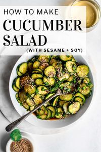 This simple Asian Cucumber Salad is an easy summer recipe that comes together in about 15 minutes. A ginger-soy dressing spiked with chili paste, and plenty of garlic chives give this salad a vibrant flavor.  Pair it with steamed rice and grilled chicken or fish for an easy summer dinner.