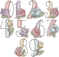 Vintage Sketch Blooming Numbers