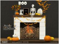 A set of decorations for decorating the room in the style of Halloween Found in TSR Category 'Sims 4 Decorative Sets'