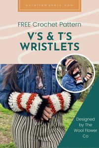 Keep your hands nice and warm during the gold seasons with the free boho V's and T's Wristlets! This free crochet fingerless glove pattern is a great beginner crochet mitten pattern perfect for any level of crochet. It's a simple and easy crochet fingerless glove pattern you'll want to make again and again! #freecrochetpattern #freecrochetfingerlessglove #crochetfingerlessglove #freecrochetmitten #freecrochetglove