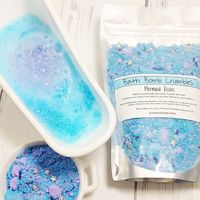 Mermaid bath bomb crumbles let you take control of your bath time with portion control. Use as little or as much as you like with our resealable pouch! #mermaidparty #mermaid #bathbombs