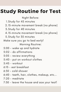 This is my favorite routine for the night before a big test. You will actually be prepared and also feel like it!