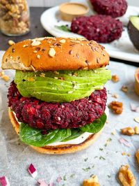 Beet and Walnut Veggie Burgers - Nikki Vegan