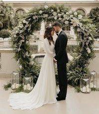 organic greenery winter wedding arch ideas