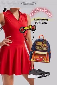 Lightning McQueen-inspired Disney outfit! Perfect for Cars Embrace Pixar fashion and stand out in style! Click to shop and get more Disney bounding ideas. #DisneyBounding #DisneyOutfit #outfitideas #LightningMcQueen #disneylandoutfit #carsoutfit #pixaroutfit #disneyoutfitideas #disneybound