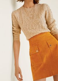 Mango Pocketed Suede Skirt - Medium Brown Xxs