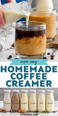 Homemade Coffee Creamer comes together with just four ingredients. Mix it up with different flavors, or try one our six variations! Your coffee will never be the same.