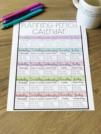 Teacher Workload Calendar-EDITABLE Planning Period Calendars and Checklists