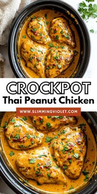 Craving a creamy, nutty dish that’s easy to throw together? This crockpot Thai peanut chicken is rich, savory, and perfect for busy nights! Pin this recipe to enjoy a flavorful meal with minimal prep.