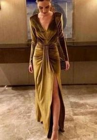 Sexy Long Sleeve Velvet Prom Dress with Split sold by lovingdress on Storenvy