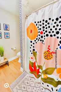 Add a burst of color to your bathroom decor with this abstract shower curtain. It’s so playful & versatile, it’s a great pick to liven up a guest or dorm room bathroom.