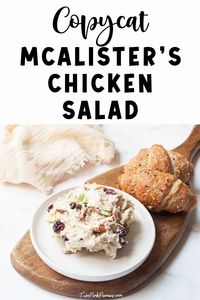 Copycat McAlister’s Chicken Salad is loaded with delicious craisins and pecans. It is the perfect copycat recipe to make for lunch! 