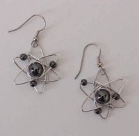 Big Bang Theory Atom Earrings. Great gift idea for science nerds and geeks! Aluminum wire will not tarnish. Surgical steel hooks are hypo-allergenic. Comes with one 8mm hematite bead in centre and three 4mm hematite beads around outside unless otherwise indicated.  PLEASE MENTION IN