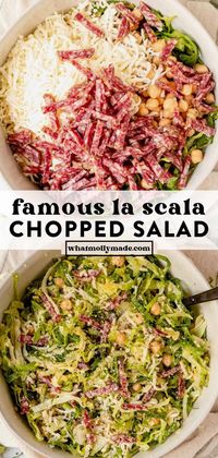 This La Scala Chopped Salad features crisp lettuce, salty salami, and a tangy dressing. This Beverly Hills recipe went viral for good reason—it's fresh, crunchy, hearty, and so delicious.