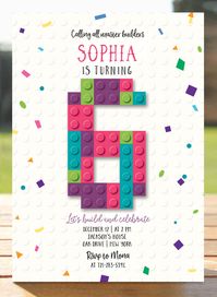 "♦ MATCHING PARTY ITEMS available: https://www.etsy.com/shop/PARTYMOODdesigns?search_query=blocks This listing includes 1 personalized printable invitation. You will not receive anything in the mail, this is for a DIGITAL file only. Send me your information, I customize, you print. Follow the simple instructions below to place an order. 👉 BONUS - Included with every invite is the MATCHING LINER SET. ♦ INVITATION DETAILS ♦ 👉 Size: 5\" x 7\" 👉 ANY AGE birthday party 👉 Two Back options - Age Nu