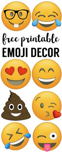 Emoji Faces Printable {Free Emoji Printables}. Emoji party decorations for a birthday party, baby shower, or for teenage bedroom decorations. Make an emoji banner.