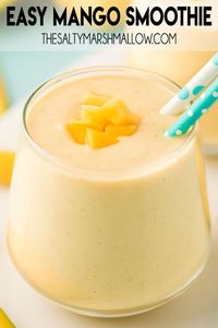 Easy Mango Smoothie is cool, sweet, creamy, and refreshing!  This smoothie recipe is so easy to make and you can change up ingredients to really make it your own!